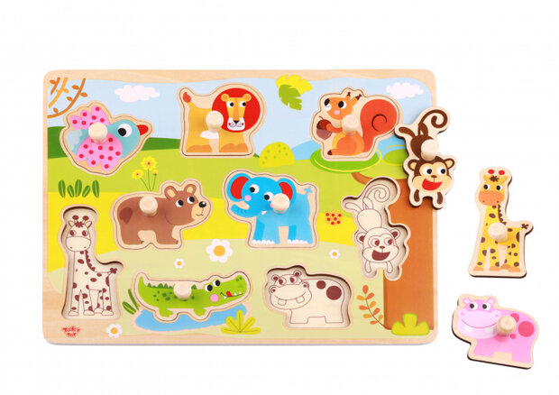 vormenpuzzel dieren junior 30 cm hout 10-delig