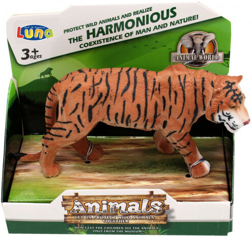 speelfiguur Wild Animals tijger junior 10 x 7 cm oranjebruin