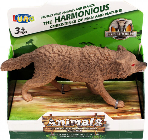 speelfiguur Wild Animals hyena junior 10 x 7 cm bruin