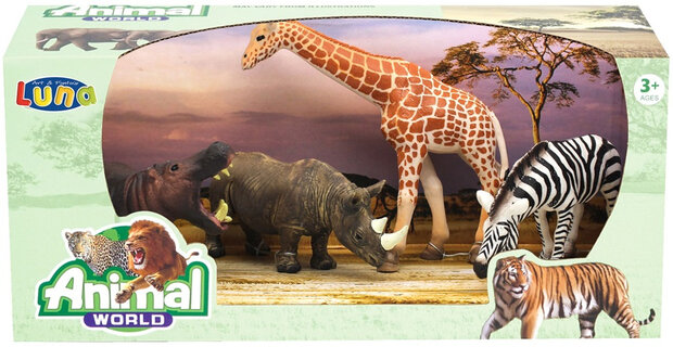 speelset Animal World Jungle junior donkerbruin 4-delig