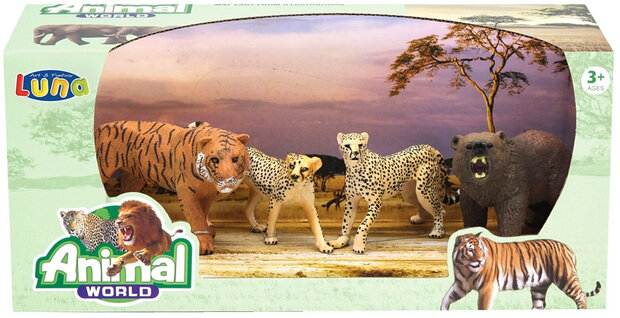 speelset Animal World Jungle junior lichtbruin 4-delig