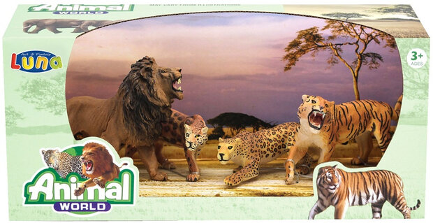 speelset Animal World Jungle junior oranje/bruin 4-delig