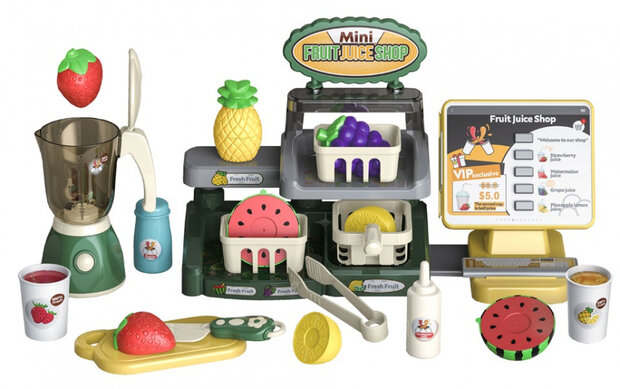 speelgoedwinkel Fruit &amp; Juice Counter 35 x 15 cm 28-delig