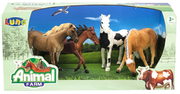 speelset Animal Farm junior bruin/zwart/wit 4-delig