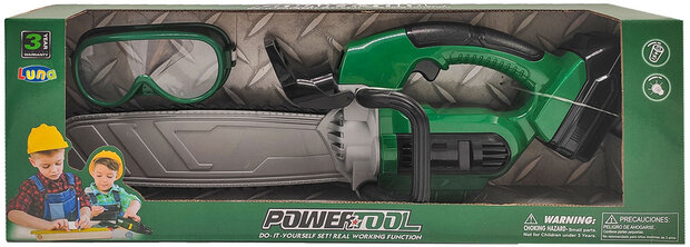 kettingzaag PowerTool junior 45 x 9,5 x 17 cm groen 2-delig