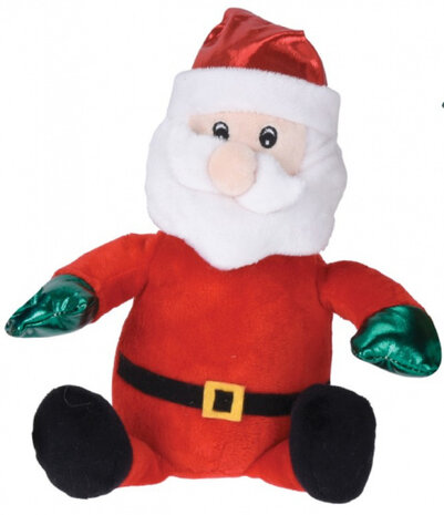 knuffel Kerst junior 20 cm pluche rood/wit/groen/zwart