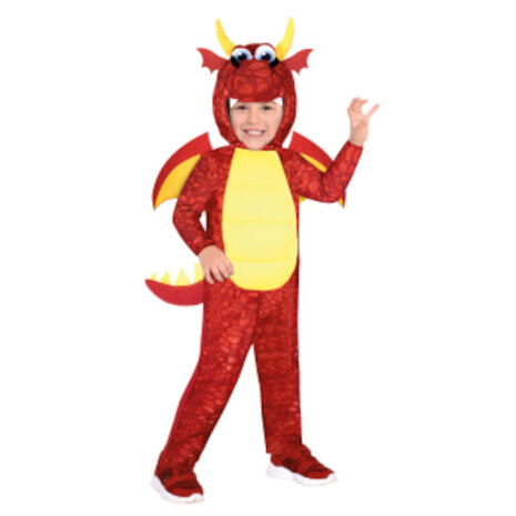 kinderkostuum draak junior polyester rood/geel mt 4-6 jaar
