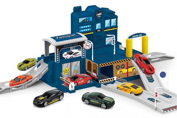 parkeergarage junior 48,5 x 29 cm blauw/grijs 33-delig