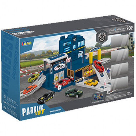 parkeergarage junior 48,5 x 29 cm blauw/grijs 33-delig