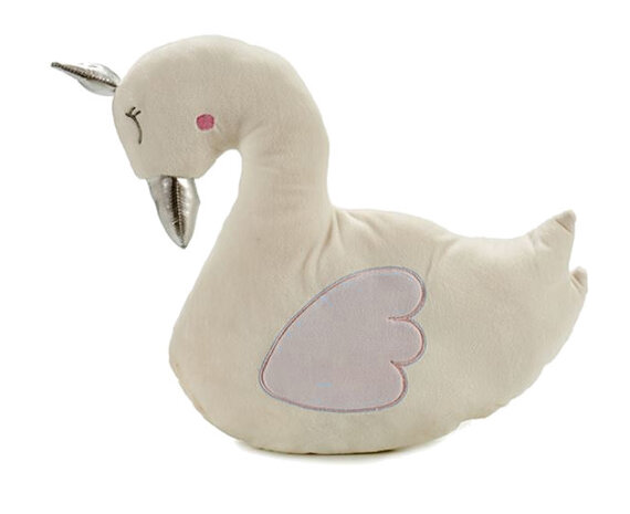 kussen zwaan junior 37 x 35 cm wit/roze