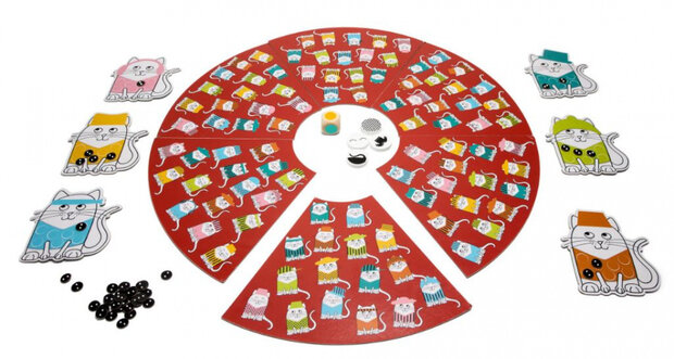kinderspel Poezen met Hoeden 60 cm karton rood