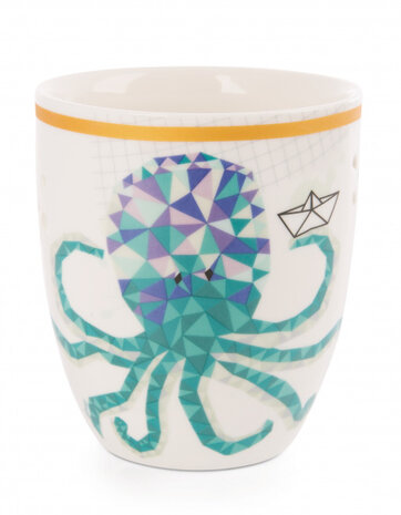 octopusmok Atlantic Friends 410 ml porselein wit/blauw