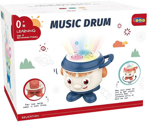 muziekdrum junior 19,3 x 18,7x 25,2 cm cr&egrave;me/koraalrood