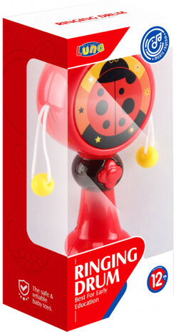 rammeldrum Ladybug muziek licht junior 17 cm rood