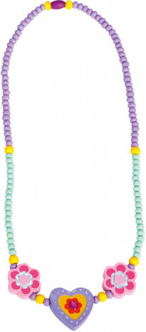 halsketting Purple Heart junior 18 cm hout paars/mint