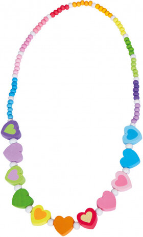 halsketting Rainbow Hearts junior 18 cm hout