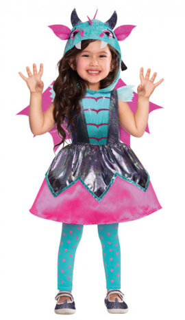 verkleedjurk Little Mystic Dragon meisjes roze maat 4-6 jaar