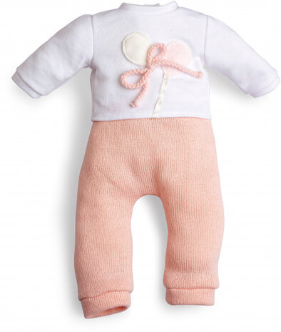 poppenkleding New Born 45 cm textiel roze/wit 2-delig