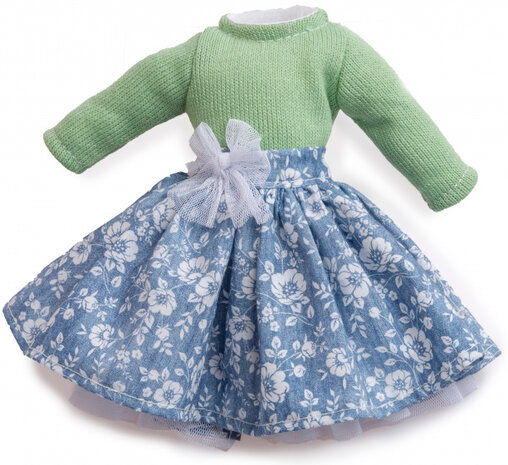 poppenkleding Eva 35 cm jersey groen/blauw 2-delig