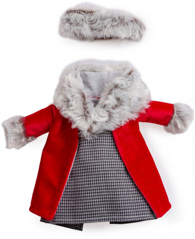 poppenkleding Fashion 35 cm textiel rood/grijs 4-delig