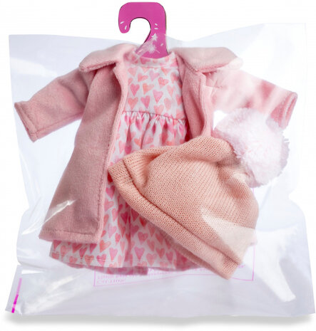 poppenkleding Fashion 35 cm textiel zachtroze 3-delig