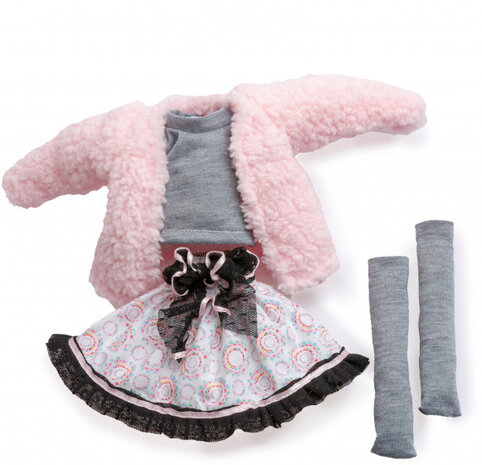 poppenkleding My Girl 35 cm textiel grijs/roze 4-delig