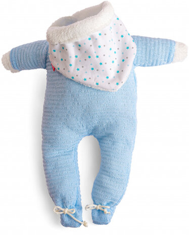 poppenboxpakje Dormilon 38 cm lichtblauw/wit 2-delig