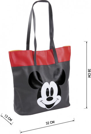 handtas Mickey 15 liter 38 x 32 cm PU grijs/rood