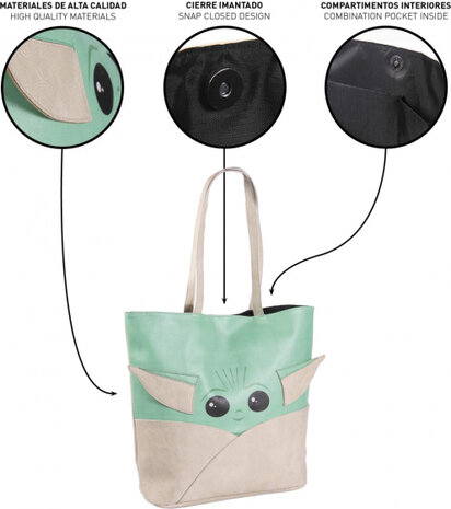 handtas Grogu 15 liter 38 cm polyurethaan mintgroen