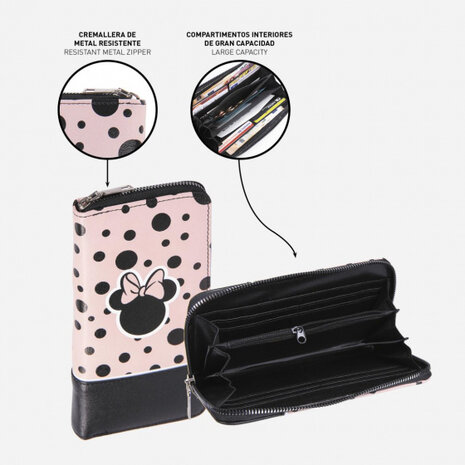 portemonnee Minnie Mouse 19 x 10 cm roze/zwart