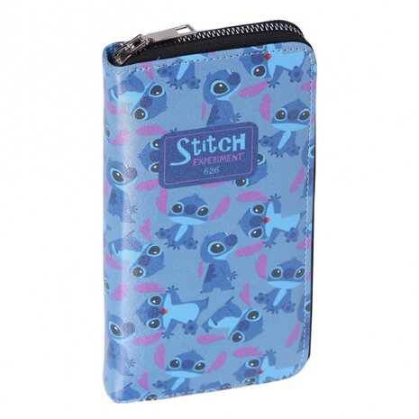 portemonnee Stitch 19 x 10 cm polyurethaan blauw/rood