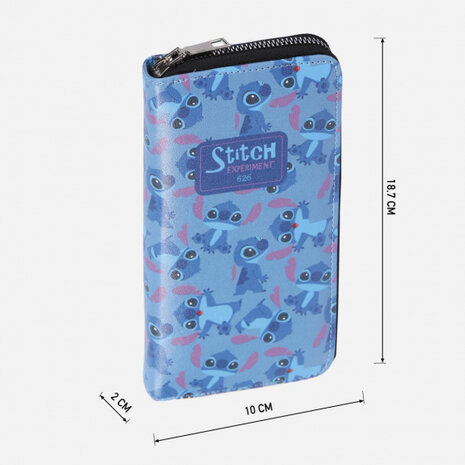 portemonnee Stitch 19 x 10 cm polyurethaan blauw/rood