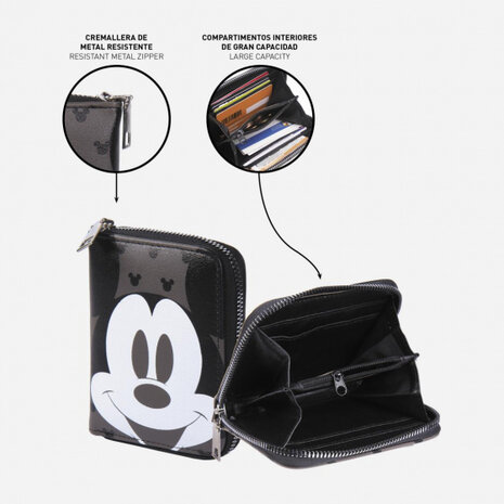 portemonnee Mickey Mouse 12 cm polyurethaan zwart