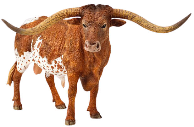 speelfiguur stier Texas Longhorn 16,2 cm ABS bruin/wit