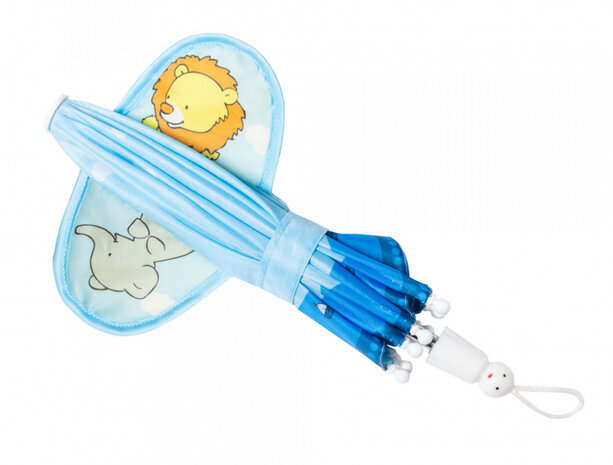 poppenregenkleding 28-35 cm polyester blauw/geel 3-delig