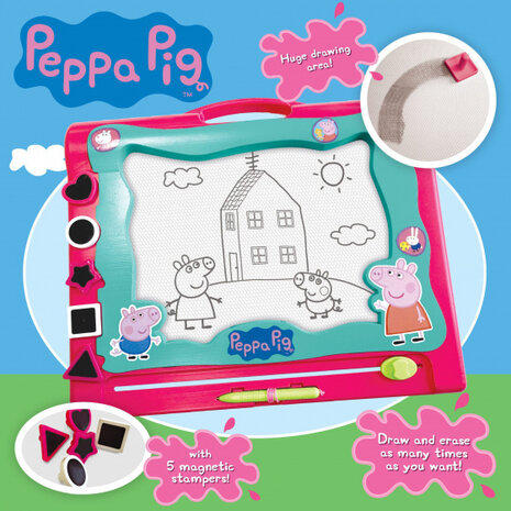 tekenbord Peppa Pig magnetisch junior roze 6-delig