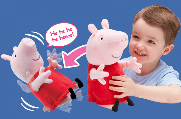 knuffel Peppa Pig junior 24 cm pluche roze/rood
