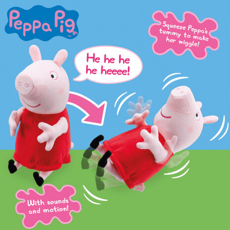 knuffel Peppa Pig junior 24 cm pluche roze/rood
