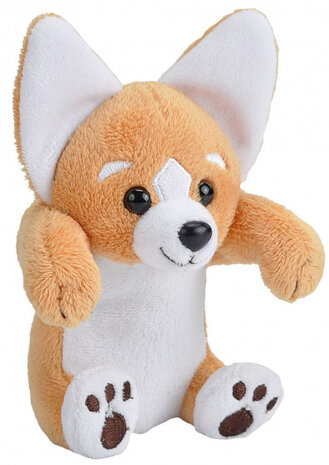 knuffelcorgi junior 13 cm pluche bruin/wit