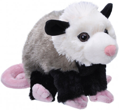 knuffel buidelrat 20 cm pluche grijs/roze