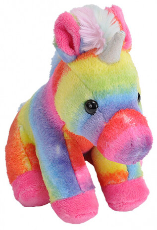 knuffeleenhoorn Pocketkins regenboog 17 cm pluche