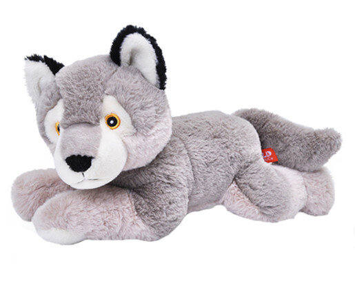 knuffelwolf Ekokins 36 x 24 cm pluche lichtgrijs