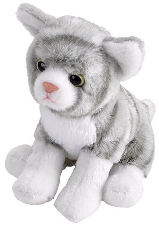 knuffelkat Tabby junior 13 cm pluche grijs