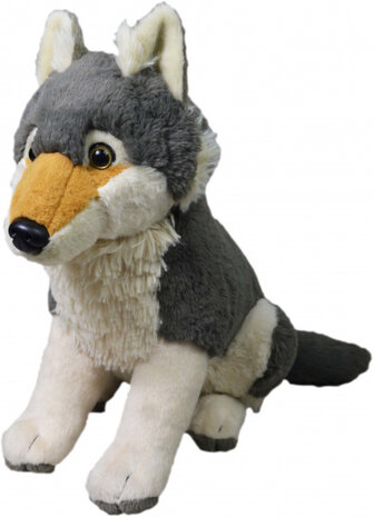 knuffelwolf junior 30 cm pluche grijs/wit/bruin