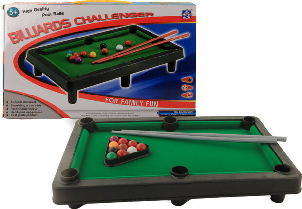 pool- en biljartspel&nbsp;37,5 x 23,5 cm groen 14-delig