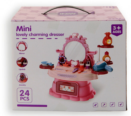 kaptafel junior 25,5 x 23 x 17 cm roze 24-delig