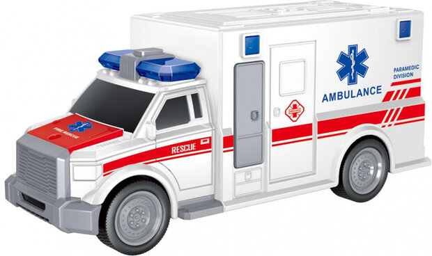 ambulance City Rescue junior 1,5V frictie 1:20 wit
