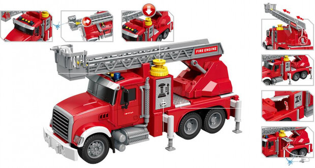 brandweerwagen Mega Truck 35 x 52 cm 1,5V frictie rood