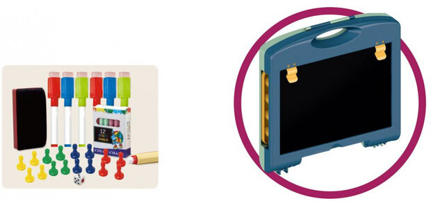tekenbord junior 54,5 x 32 x 33,5 cm blauw/groen 40-delig