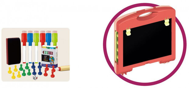 tekenbord junior 54,5 x 32 x 33,5 cm rood/roze 40-delig